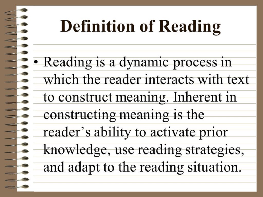 What is the main definition of reading?