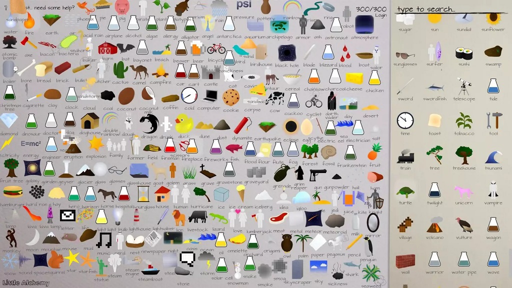 What are all the creations in Little Alchemy?
