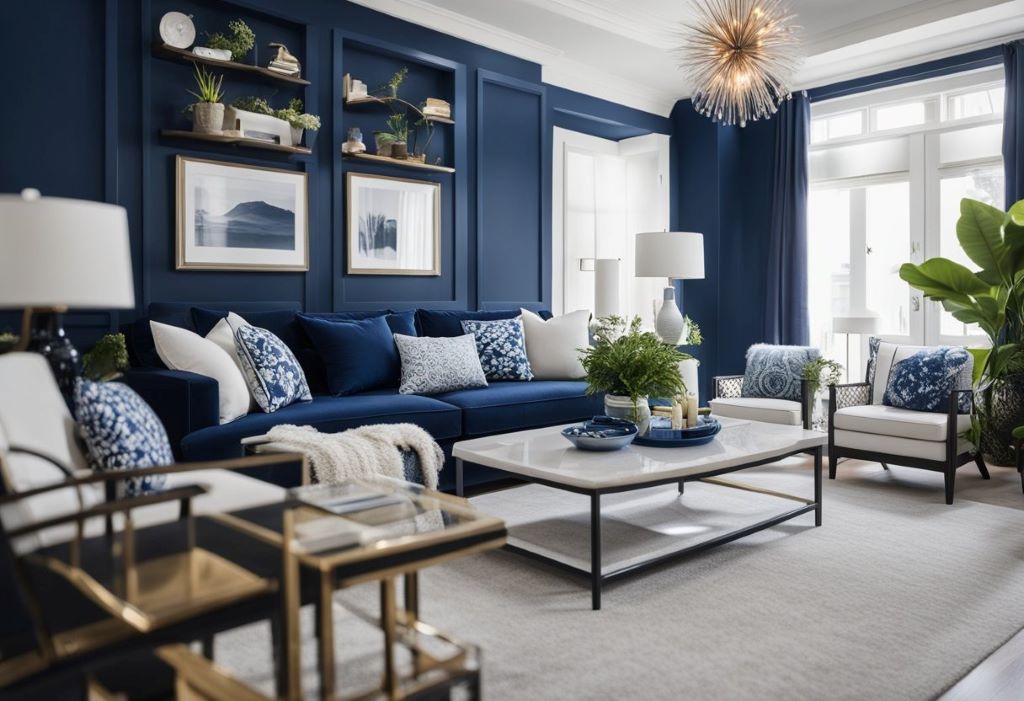 What color goes with a navy blue house