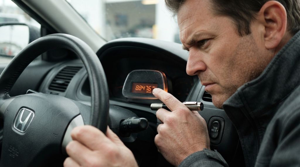 Inspecting a used car for mileage fraud warning signs